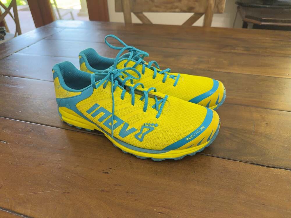 Inov-8 RaceUltra 270 Trail Running Shoes Yellow Blue Men's Size 12